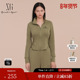 雪歌XK101015A573卡其色长袖 短款 T恤2025春季 新款 修身 上衣女装