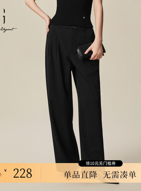 XG/雪歌XJ102006A190两粒扣黑色休闲裤时尚春季新款宽松直筒裤女