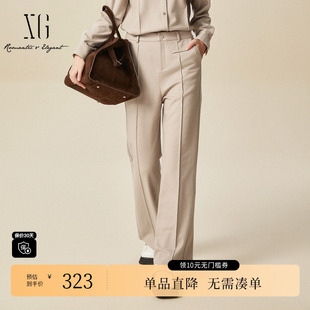 绵羊毛休闲裤 宽松直筒长裤 时尚 新款 女 冬季 XG雪歌XJ402075A473厚款