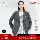 新款 银灰色外套女 西装 2025春季 雪歌XJ107032A581链条装 饰长袖