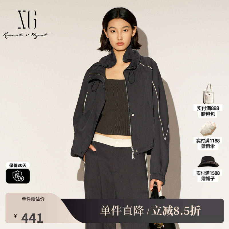 XG/雪歌XL107022A383 运动休闲短外套通勤拉链户外防风美式夹克女