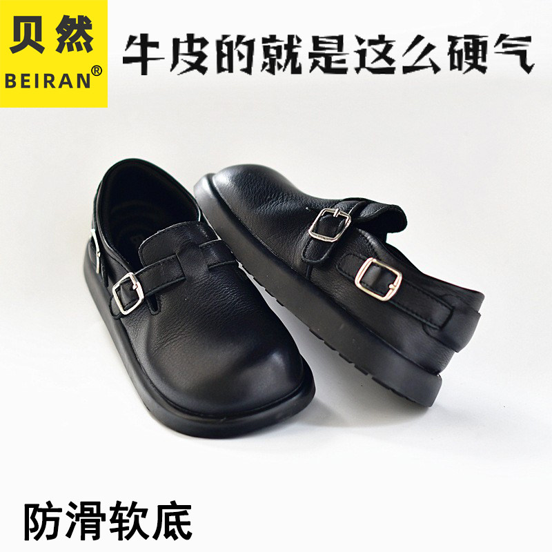 牛皮皮鞋贝然女童软底防滑休闲鞋