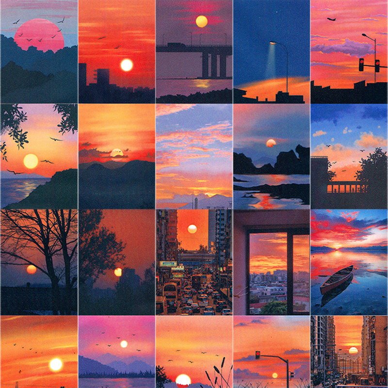 126张唯美落日黄昏风景贴纸iPad笔记本电脑手账浪漫景色DIY贴画,文具电教/文化用品/商务用品,贴纸/立体贴纸,淘宝优惠券,粉丝福利购,淘宝优惠卷