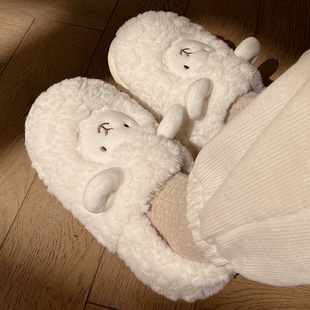 女士秋冬季 棉拖鞋 2023新款 包跟室内家居可爱防滑保暖毛毛加绒棉鞋