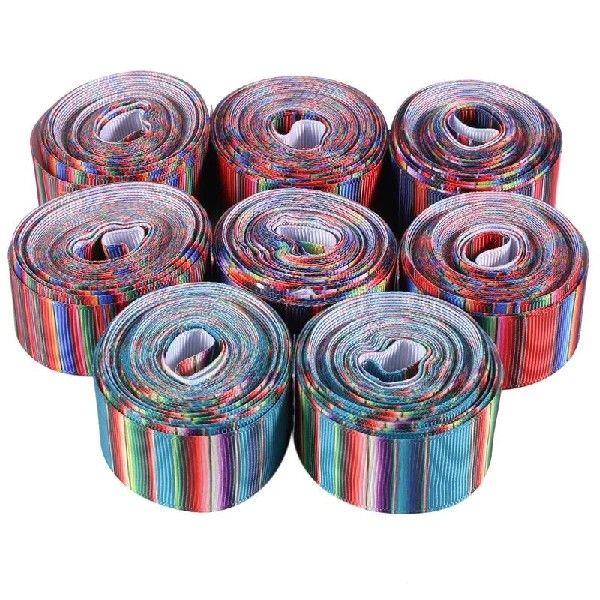 8 Rolls Of Ribbon Mexican Rainbow Stripes Party Gift