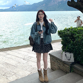 美式 女2026超火开春穿搭巨好看休闲独特 复古牛仔外套碎花半裙套装