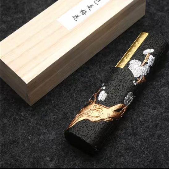 胡开文徽墨梅花墨块书法用品传统文房四宝墨条2两一生知己是梅花