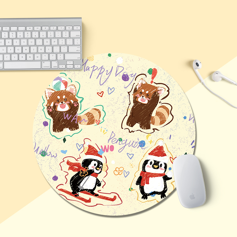创意卡通小号鼠标垫ins风男女生个性办公桌垫加厚圆形简约防滑垫