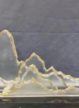 透明树脂铂晶水晶雕塑假山摆件高档酒店会所售楼处玄关装饰品定制