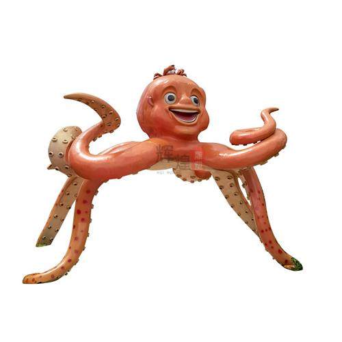 玻璃钢八爪鱼雕塑玻璃钢章鱼户外海洋生物卡通雕塑树脂工艺品摆件