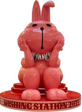 大型玻璃钢雕塑定制卡通彩绘吉祥物户外网红兔子摆件美陈系列