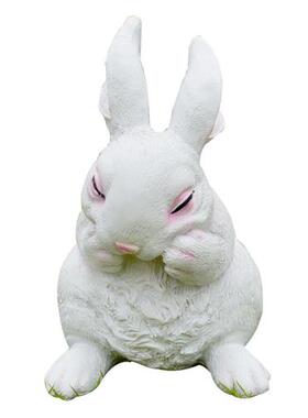 户外景区草坪玻璃钢仿真兔子摆件落地花园装饰庭院幼儿园动物雕塑