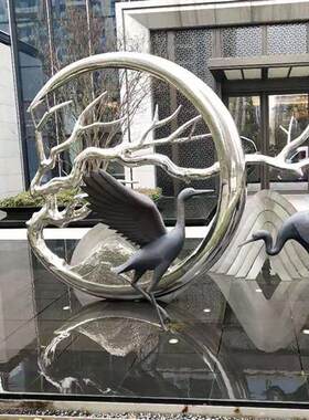 不锈钢雕塑摆件定制抽象创意金属户外景观动物园林人物大型玻璃钢