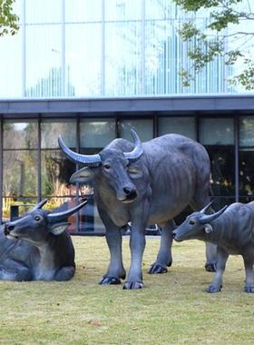 户外大仿真牧童骑水牛农耕模型雕塑摆件玻璃钢公园林草坪景观装饰