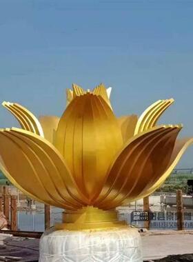 定制不锈钢白钢景观莲花荷叶广场小区水景装饰摆件创意植物雕塑