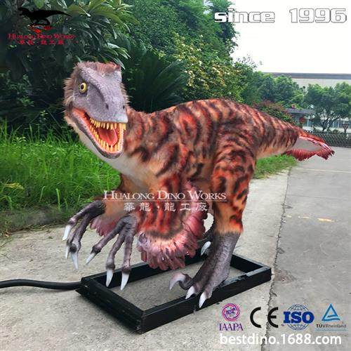 恐龙模型仿真恐爪龙电动机械可动可发声纯手工制作高还原恐龙摆件