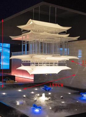 中国风阁楼古建筑房子透明亚克力四角凉亭酒店别墅摆件装饰艺术品
