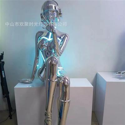 机械姬空山基大型摆件潮流电镀雕塑KTV酒吧科技赛朋克风落地装饰