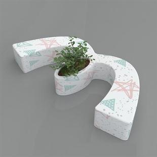 玻璃钢休闲椅卡通M字母坐凳简约商场花盆座椅户外广场休息等候椅