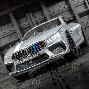 新款1比24宝马m8车模型灰绿蓝色合金小汽车玩具轿车豪车6岁男娃孩
