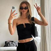 top Solid women纯色裹胸露背上衣 hugging backless color chest