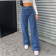vertical jeans straight high plaid casual pants waist 2021女