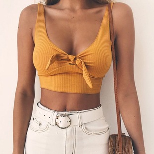 women's fashion sexy bow wrap top   时尚性感蝴蝶结裹胸上衣女