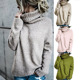 Long Casual Sweater Solid Knit Turtleneck 女装 Sleeve Color