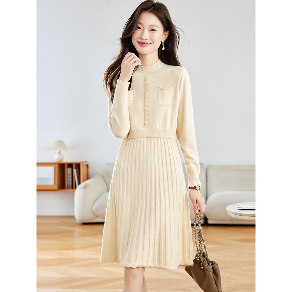 JOYIASS配大衣针织连衣裙秋冬2025新款中长款气质内搭小个子打底