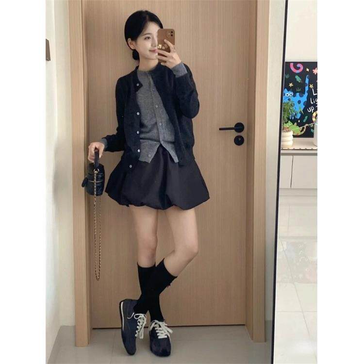 JOYIASS韩系早秋氛围感穿搭配一整套装女秋冬针织开衫上衣短裙时