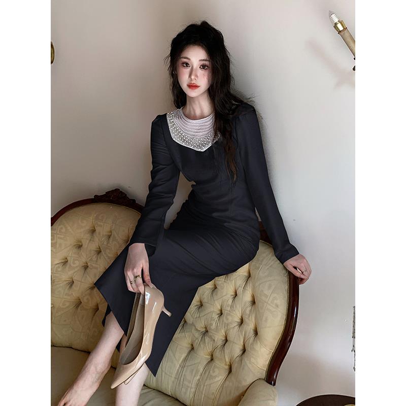 JOYIASS法式赫本风名媛高级感礼服连衣裙女秋冬修身显瘦大方得体