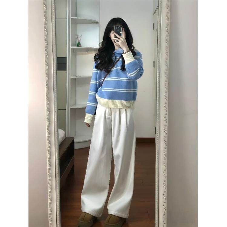 JOYIASS韩系早秋穿搭一整套女chic套装百搭巨好看针织衫毛衣阔腿