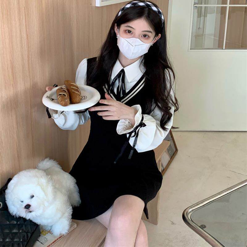 JOYIASS法式轻熟学院风气质长袖连衣裙大码春装胖mm遮肚显瘦减龄