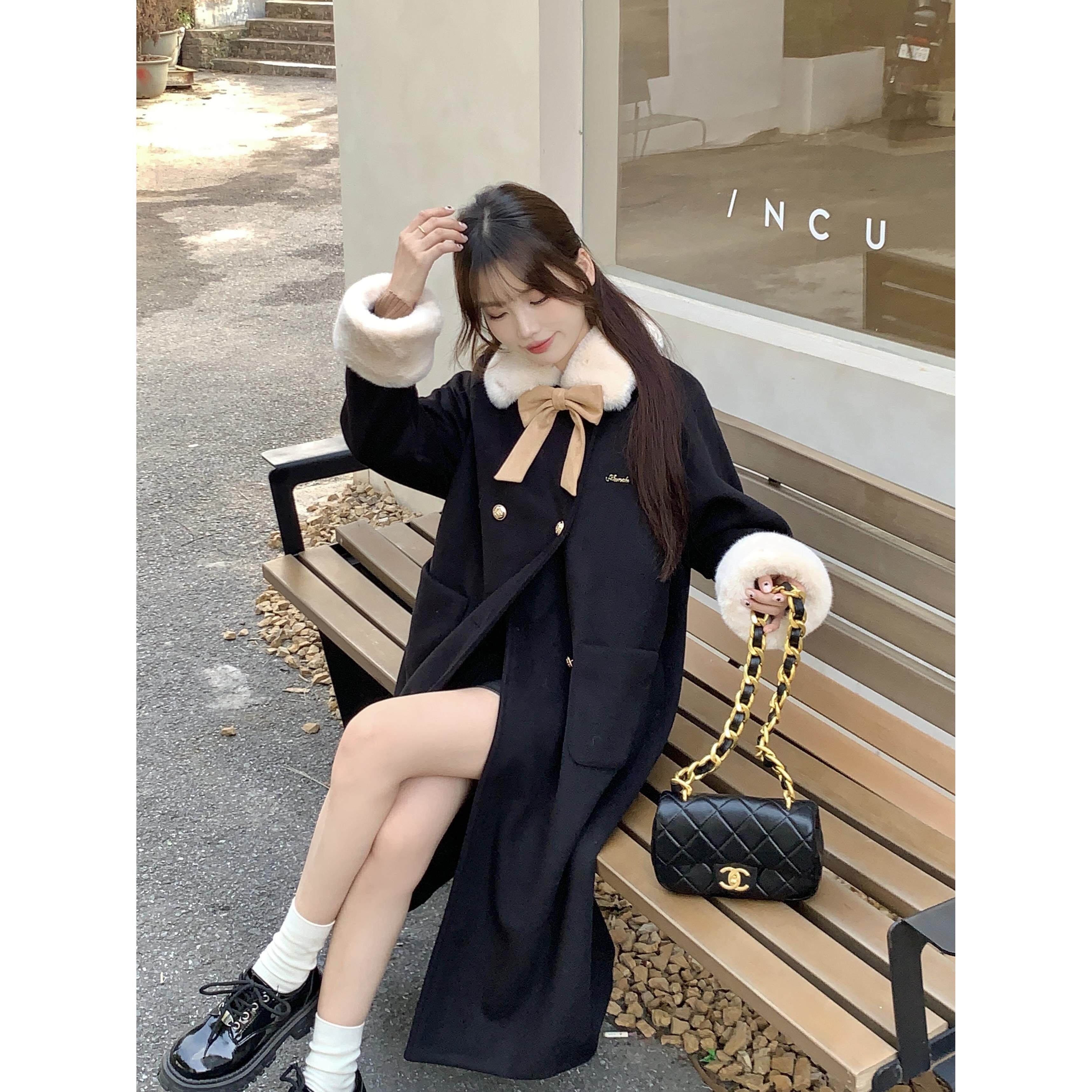 JOYIASS大码女装秋冬法式韩版长袖连衣裙大衣胖mm遮肚显瘦中长款