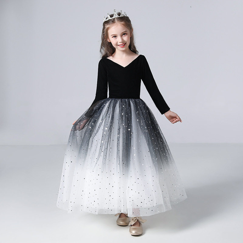 渐变女童黑色礼服裙钢琴小提琴表演服管弦乐团合唱演出服弹力,童装/婴儿装/亲子装,套装,淘宝优惠券,粉丝福利购,淘宝优惠卷