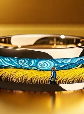 梵高艺术戒指小众设计情侣百搭