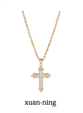 欧美嘻哈十字架钛钢项链
