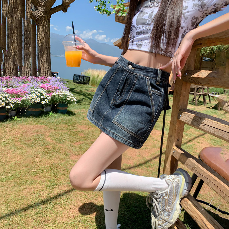 牛仔半身裙女夏季新款高腰显瘦防走光复古时尚减龄辣妹包臀短裙潮