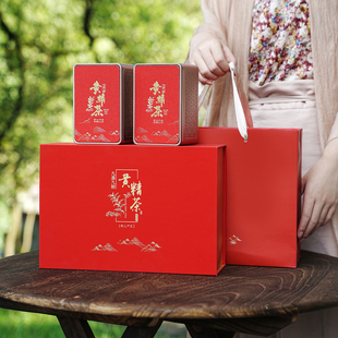 黄精茶精装礼盒九制黄精礼品盒空盒半斤一斤装红色通版黄精礼品盒