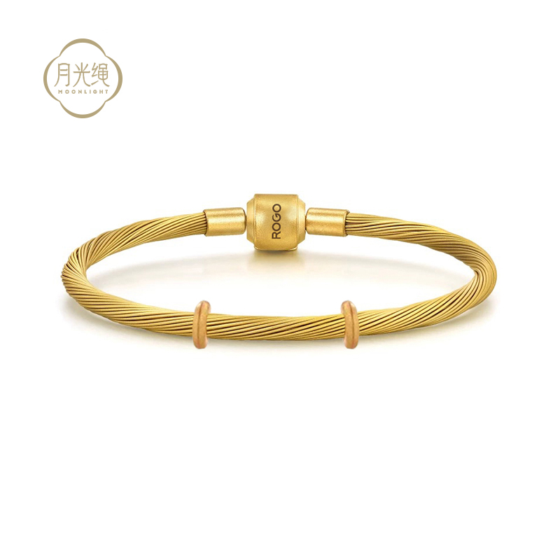 防水钢绳黄金色配绳月光不锈钢