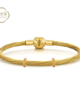 适用周家黄金色钢绳3mm手绳diy转运珠charme配绳防水不锈钢手链