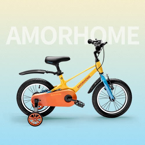 amorhome儿童自行车带辅助轮单车