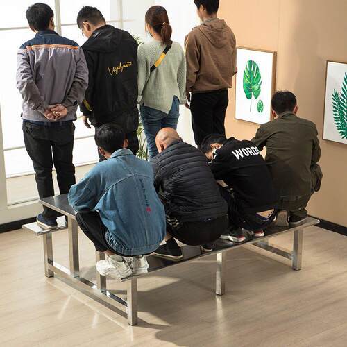 食堂餐桌椅组合4人6人8人工学生员工不厂厅快餐连体/oth锈钢餐桌