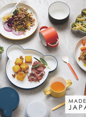 TAK日本进口卡通餐盘可爱小熊辅食汤碗叉勺耐摔儿童餐具