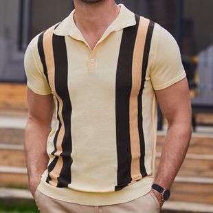 Wide jacquard 宽条纹提花休闲Polo衫 striped shirt casual Polo