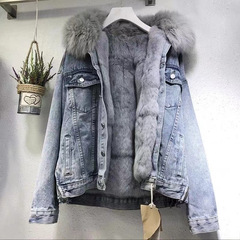 Loose denim jacket with fleece for winter加绒款韩版牛仔外套