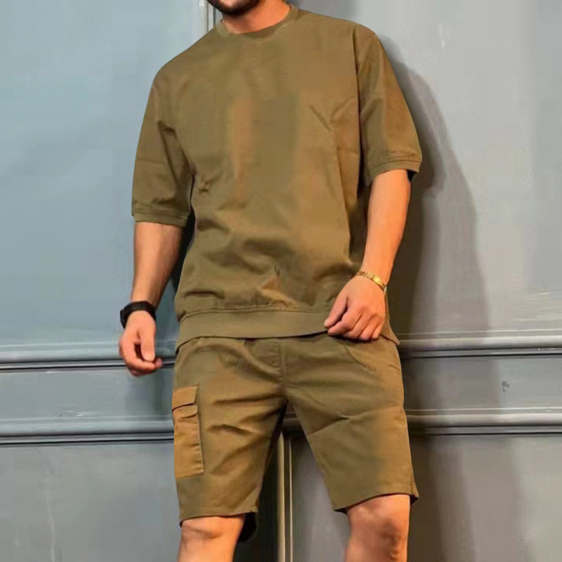 夏季短袖短裤男士运动休闲套装 short sleeve shorts mens sport
