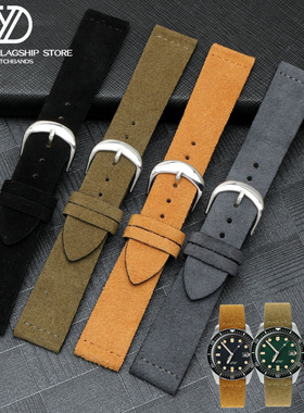 适配豪利时磨砂真皮手表带nomos诺莫斯天美时天王DW表链男18 20mm