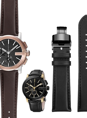 玥典适用GC古驰古奇大G黑武士YA101203 YA101202商务真皮手表带23