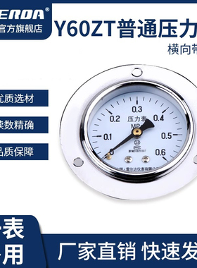 雷尔达仪表 轴向带边压力表轴向带卡Y60ZT 油压水压液压真空表